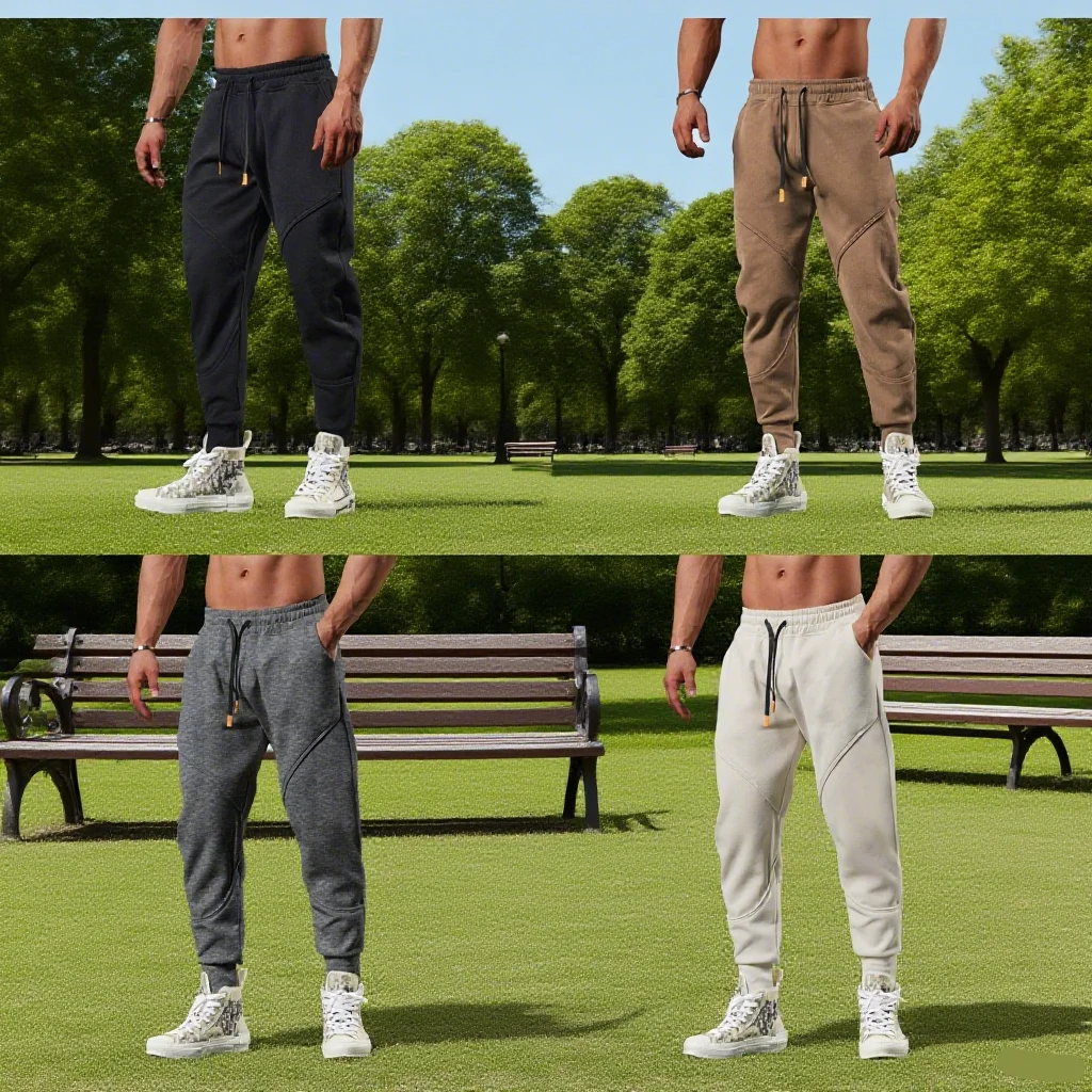 Мужские повседневные брюки, свободные уличные брюки до щиколотки, однотонные спортивные брюки для бега, тренировочные брюки для спортзала