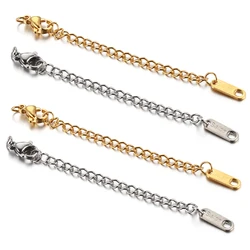 10pcs Stainless Steel Extended Extension Tail Chain Lobster Clasps Connector for Bracelet Necklace Jewelry Making DIY