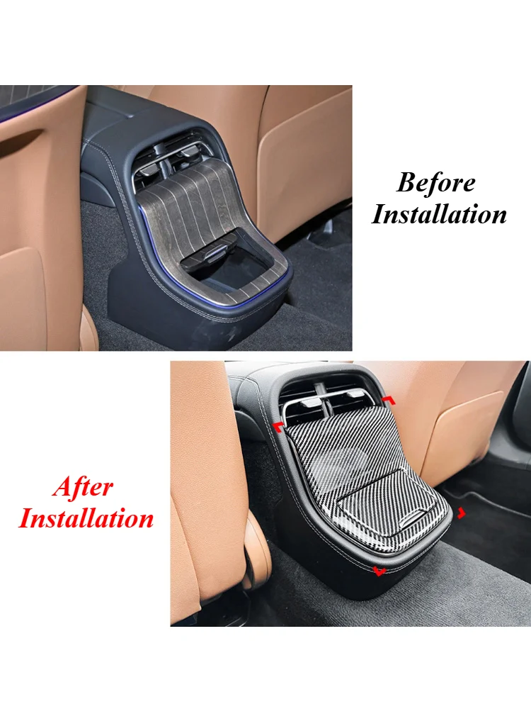 For 24 models of Mercedes Benz E-Class E260 E300L, modified armrest box, rear air outlet cover, car sticker, interior decoration