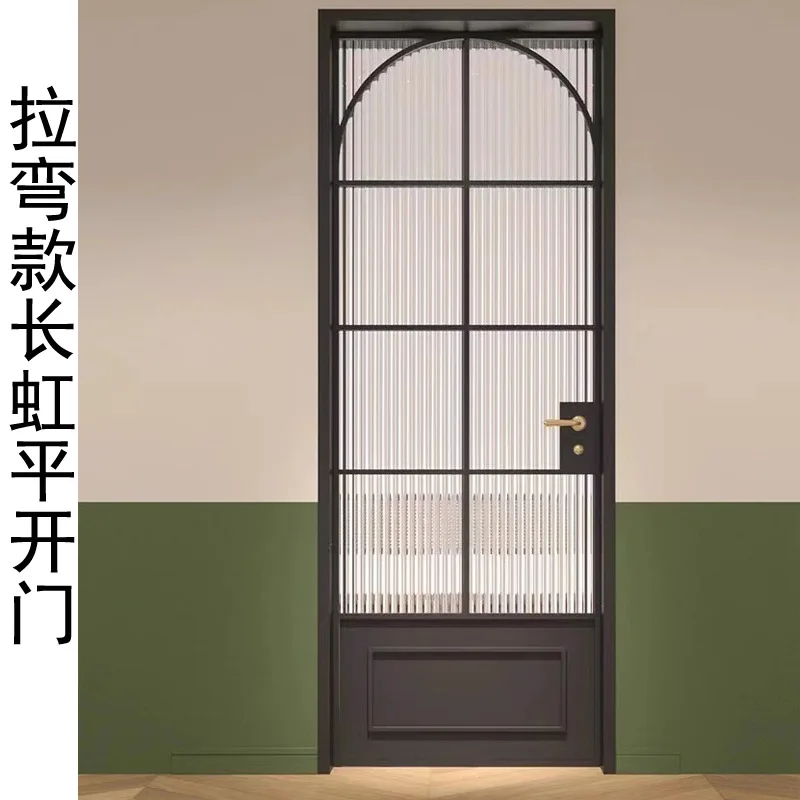 Bathroom French vintage casement door bedroom toilet old iron door titanium magnesium aluminum alloy tempered glass toilet