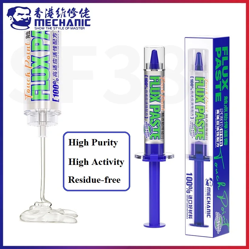 MECHANIC SF38 Lead-Free High-Activity High-Purity Solder Flux Paste Transparent Environmental No-clean Syringe Soldering Paste