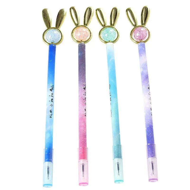 4 Pieces Stationery Cute Cartoon Rabbit Crystal Gel Pen Creative