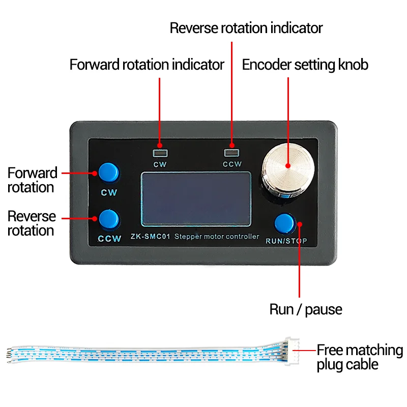 SMC01 Programmable 42 57 Stepper Motor Controller Positive Reverse Angle Pulse Speed Control Module PLC Serial Communication