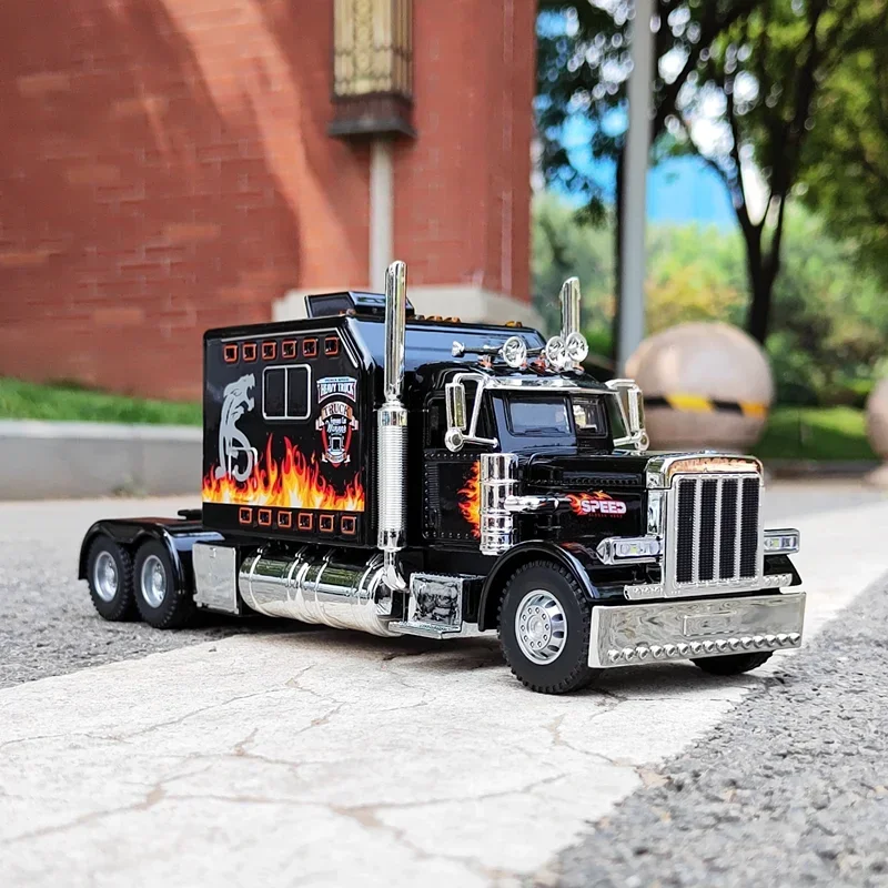 1/24 Tractor-Peterbilt 389 Alloy Model Car Toy High Simulation Metal Diecast Toys Models with Sound Light Boys\' Gifts Collection