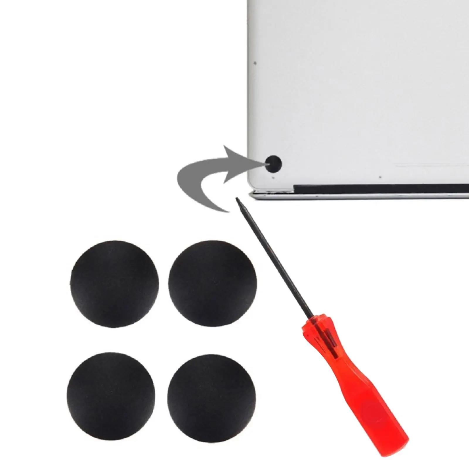 4Pcs Non Slip Laptop Silicone Feet with Screwdriver Replacement