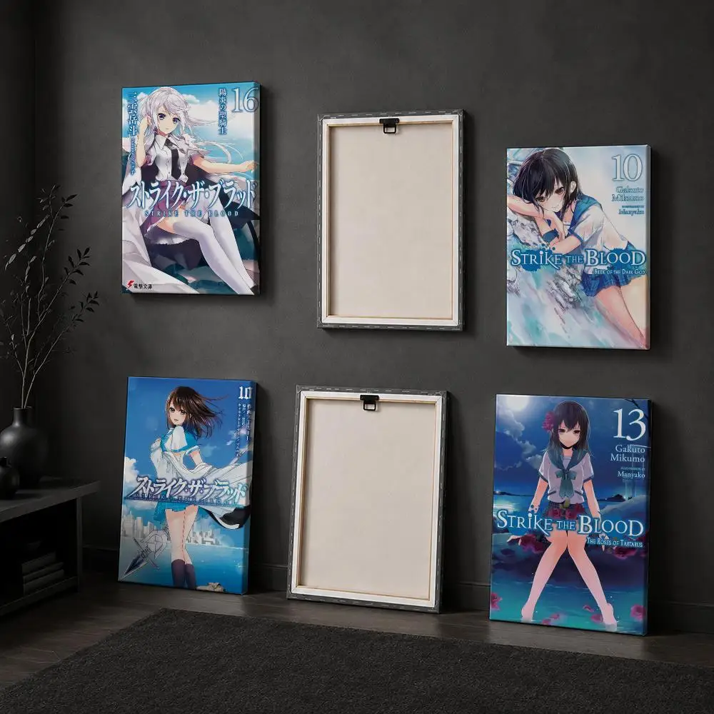 S-STRIKE THE BLOOD Anime Framed Wall Painting Wood Framed Canvas Poster HD Wall Art For Bedroom Hallway Bar Office Home Decor