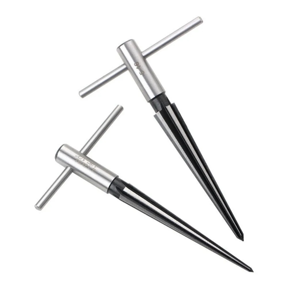 2PCS T-Handle Tapered Pin Hole Reamer Metal 3-13mm Range+5-16mm Range Bridge Pin Reamer Silver Luthier Reamer Set