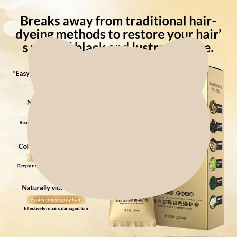 Black Brown Hair Dye Cream with Comb Long Lasting Gray Hair Coverage Natural Mild Plant Based Dye for At Home Hair Coloring