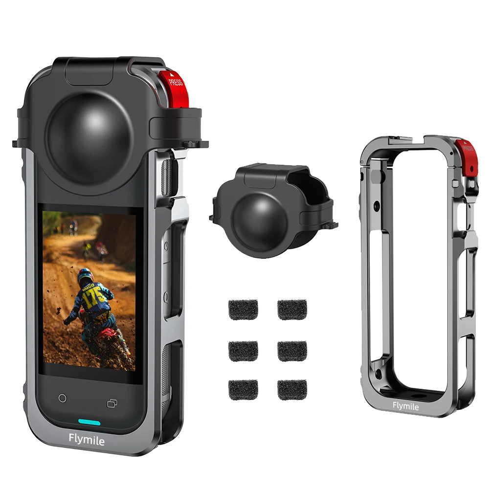 

Metal Rabbit Cage For Insta 360 X5, Multifunctional Expansion Protect Cage with Lens Cover and Windproof Cotton Camera Accessory