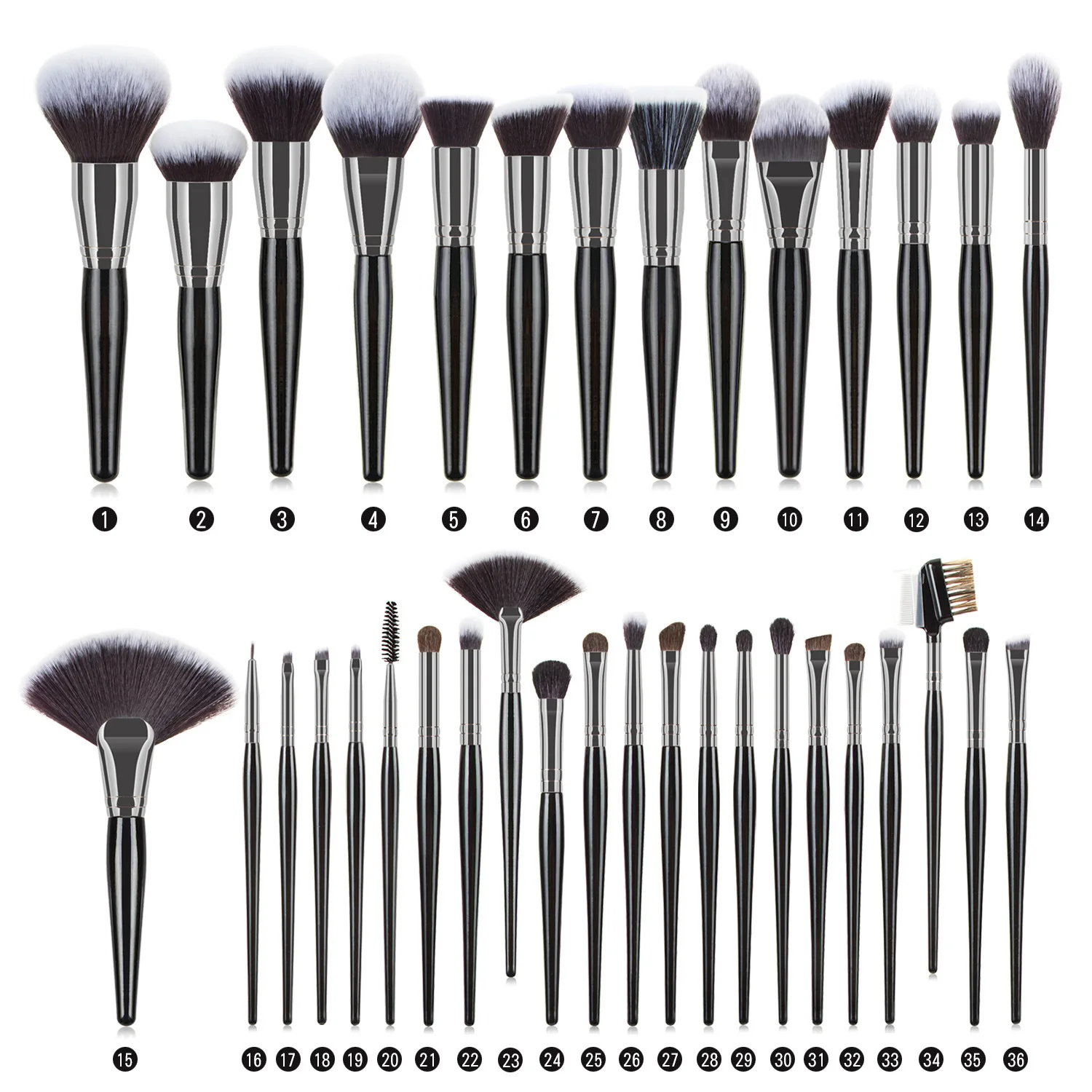 Large Makeup Brushes High Quality Black Cosmetic Foundation Powder Blush Kabuki Blending Eyeshadow Make Up Brush Kit Tools