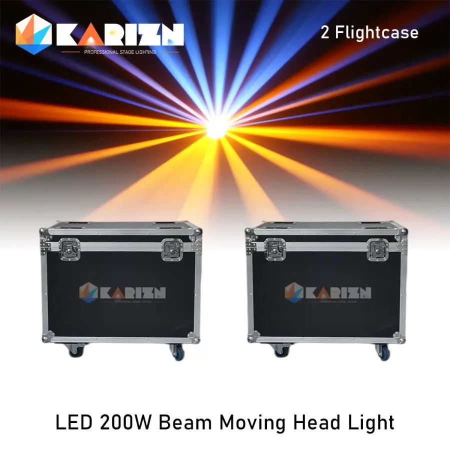 

No Tax 2Pcs Flight Cases For LED DMX 200W Stage Lighting Moving Head Lights Beam for Club Dj Stage Lighting Party Disco