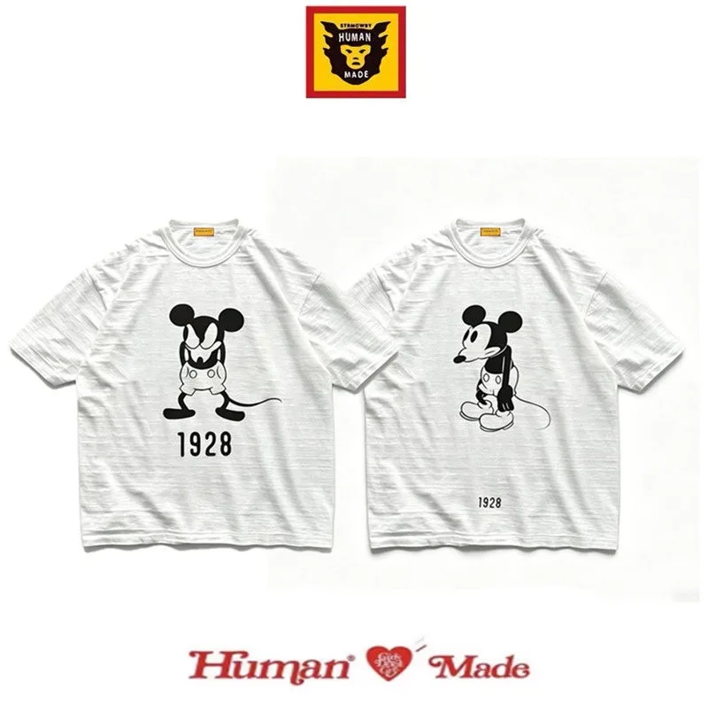 Human Made 26SS Cartoon Mickey Print T-Shirt, Kyoto Limited Crewneck Tee for Unisex