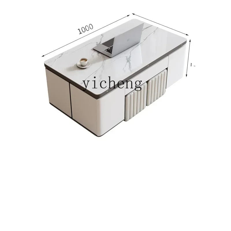 

ZZZTQH rock slab lifting multi-functional movable coffee table dining table two-in-one dual-purpose integrated living room with