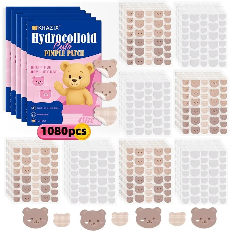 

720pcs/1080pcs Acne Patch Repair Facial Deep Cleansing Bear Invisible Pimple Removal Anti-Acne Patches Spots Marks Concealer