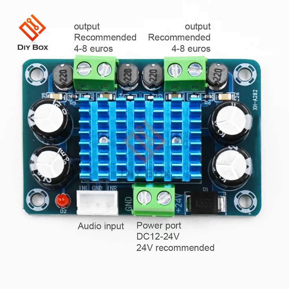 Dc 12-24v高電源デジタルアンプボードXH-A282 50ワット * 2デュアルチャンネルステレオサウンドオーディオアンプモジュール