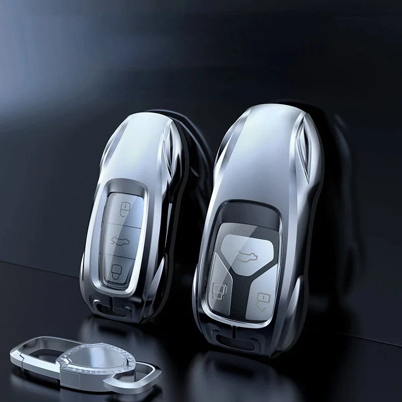 

For Audi A4L A6L Q5L Q3 A3 Q2L Q7 Zinc Alloy Silver/gun Gray Car Key Case Keyless Cover Key Shell Car Accessories