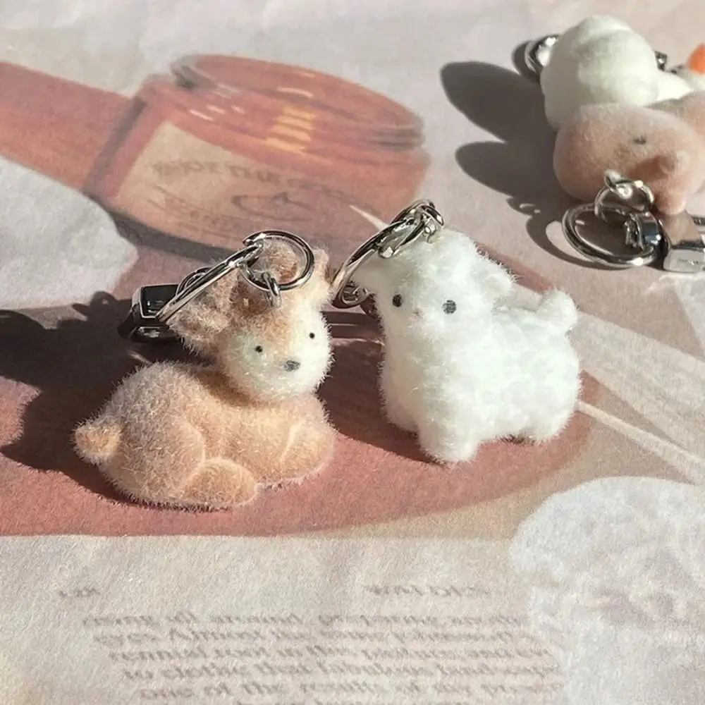 2025 Flocking Alpaca เรซิ่น Charms MINI Fluffy Elk จี้เครื่องประดับ Kawaii สัตว์พวงกุญแจ