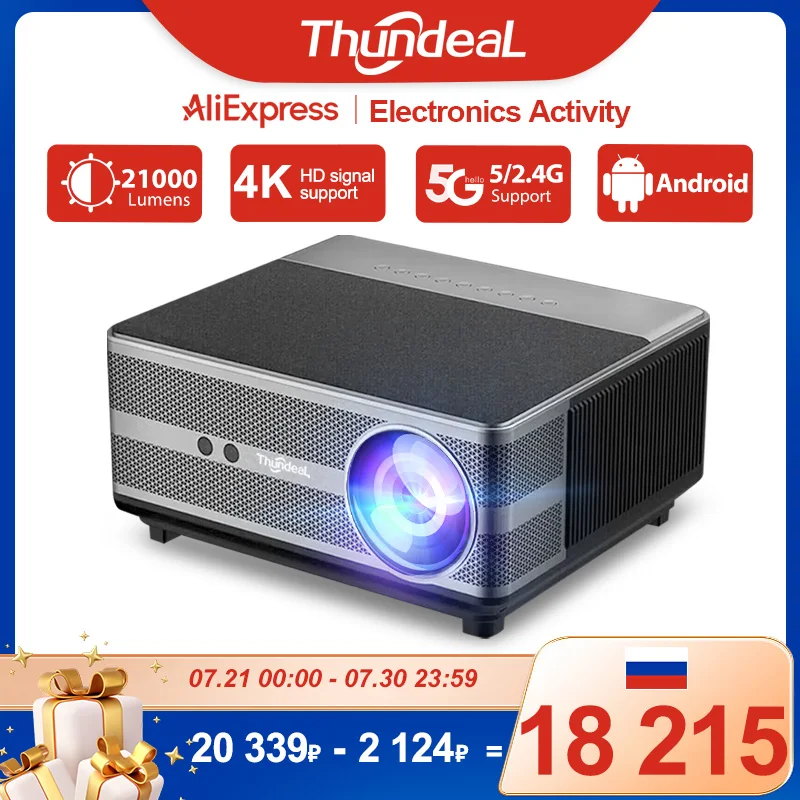 

ThundeaL Full HD 1080P Projector TD98W for 2K 4K Video Audio WiFi Android Home Theater TD98 Cinema Beam Projector PK DLP Beamer