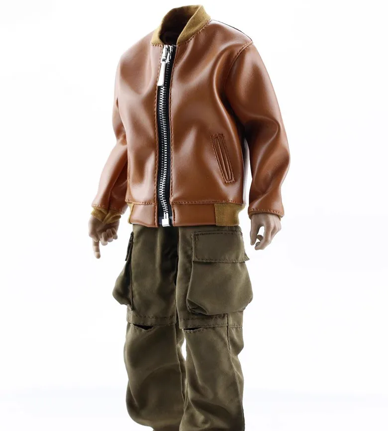 1/6 Male Soldier Trendy Casual Leather Clothing High Quality Soft PU Leather Material Model For 12'' Action Figure Body In Stock