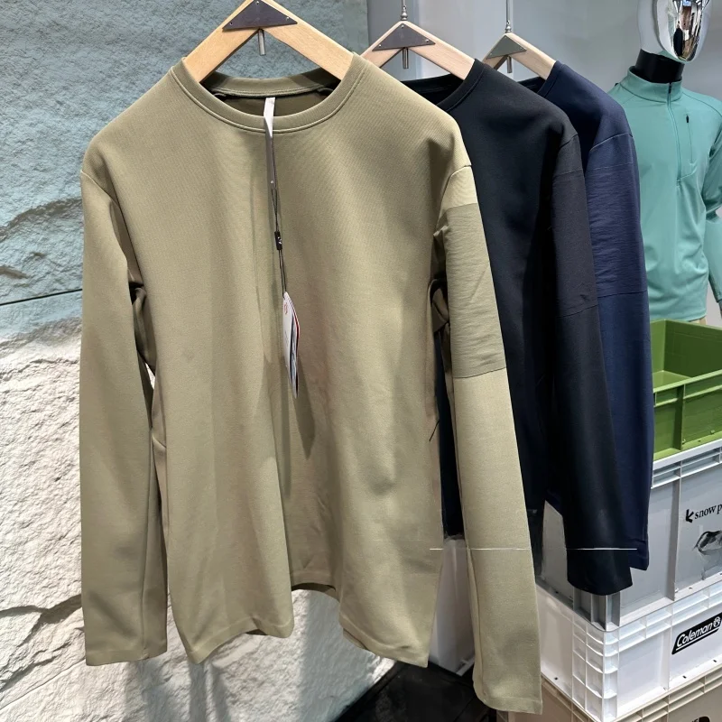 

Мужская футболка с длинным рукавом и круглым вырезом для активного отдыха, дышащая, влагоотводящая, премиум-класса