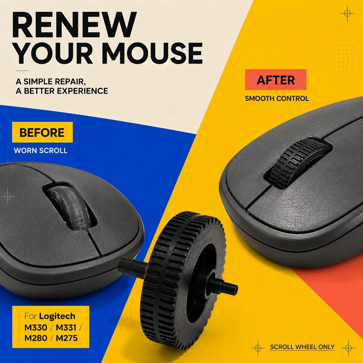 Mouse Wheel Mouse Roller for Logitech M275 M280 M330 M331 Mouse Roller Accessories Scroll Wheel Replacement Parts