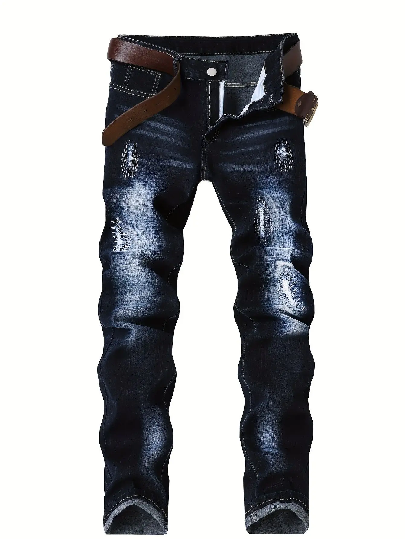 

Новые мужские джинсы 2026 года: модные, рваные, с вышивкой, облегающие, стрейч, вареные, в стиле стритвир, хип-хоп (без ремня)