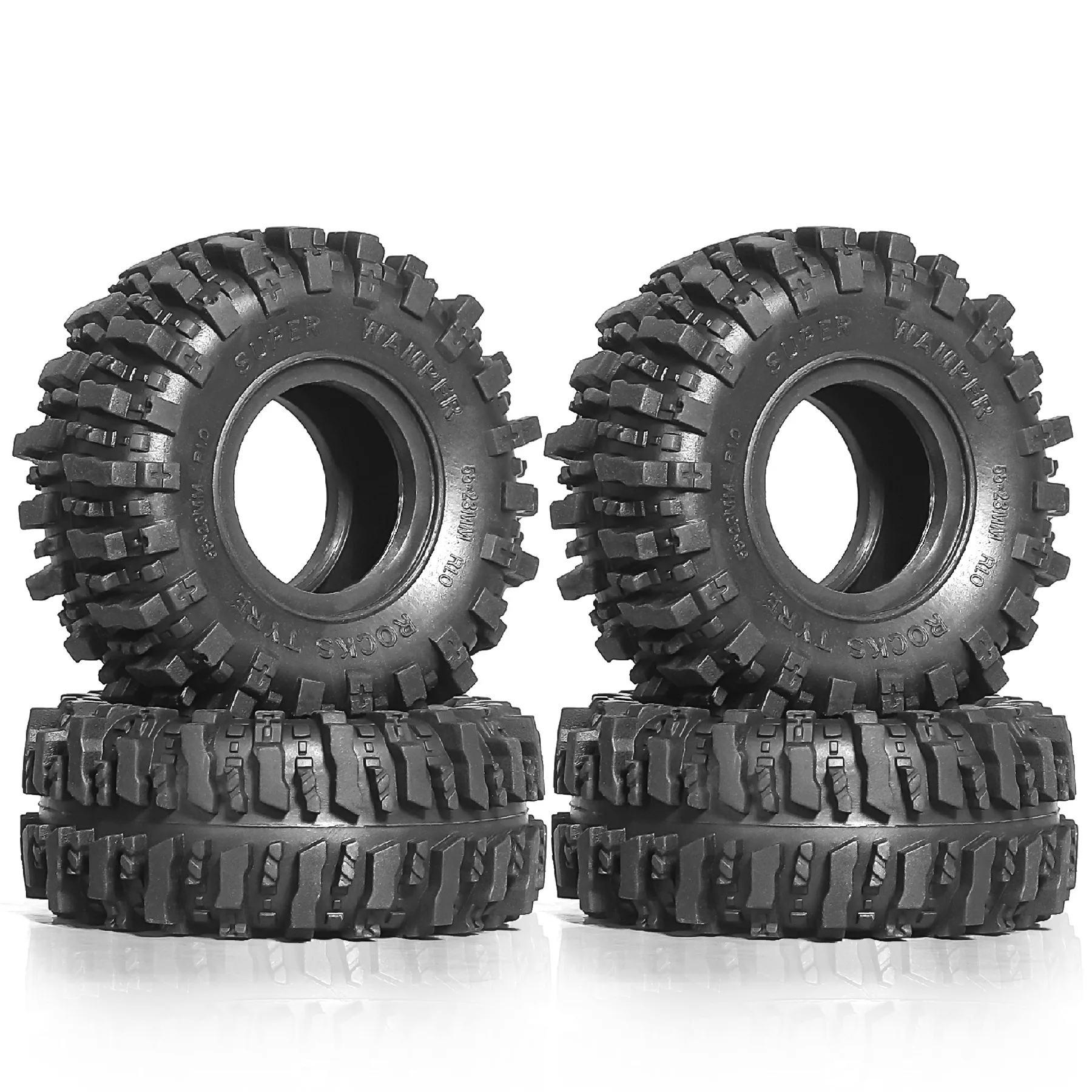 Pneu d'escalade de voiture RC 1.0 pouces, 4 paquets, 55x23mm, pour mise à niveau 1/18 1/24 Axial SCX24 FMS FCX24 AX24 (T1011)