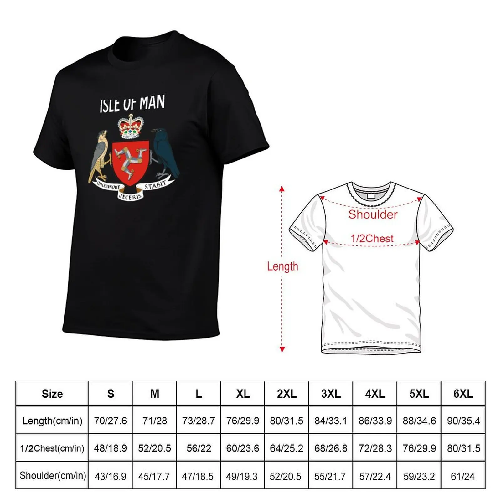 Isle of Man coat of arms T-Shirt printed t shirts for man t shirt men 100% cotton luxury brand T-Shirt