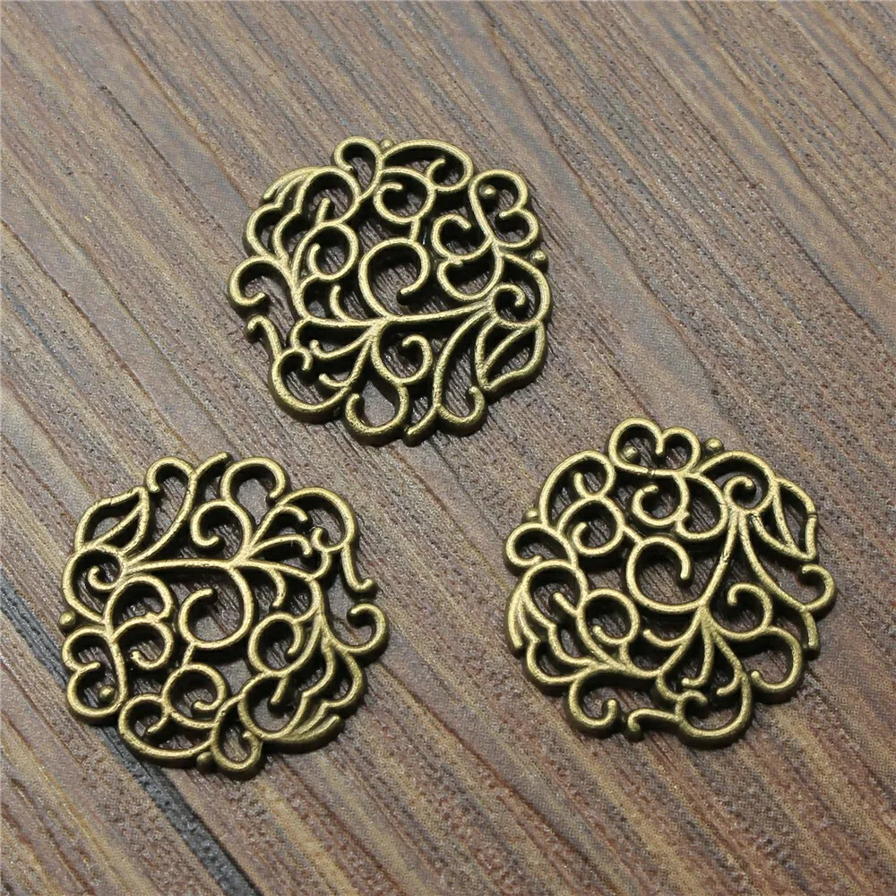 WYSIWYG 10pcs 18x18mm Vintage Flowers Pendants Charm For Jewelry Making Antique Bronze Color Flowers Pendants Charm Flowers