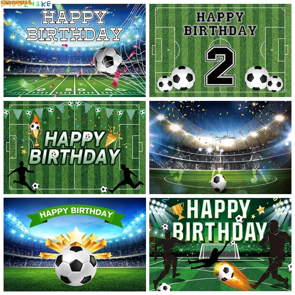 

Football Photography Backdrop for Boy Birthday Party Decor Real Madrid Stadium Grassland Soccer Field Customize Photo Background