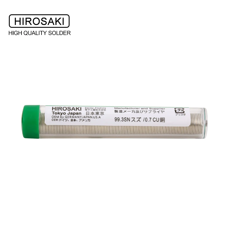 Japan HIROSAKI Solder Wire 0.8mm Lead-Free SC07 Sn99.3Cu0.7 Rosin Core Solder Wire No-clean High Quality for Electrical Repair