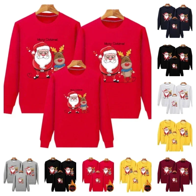 Winter Mom Daughter Tops Christmas Santa Printed Shirt Family Matching Outfits Dad Son Sweatshirts Couple Pullovers Kids Clothes