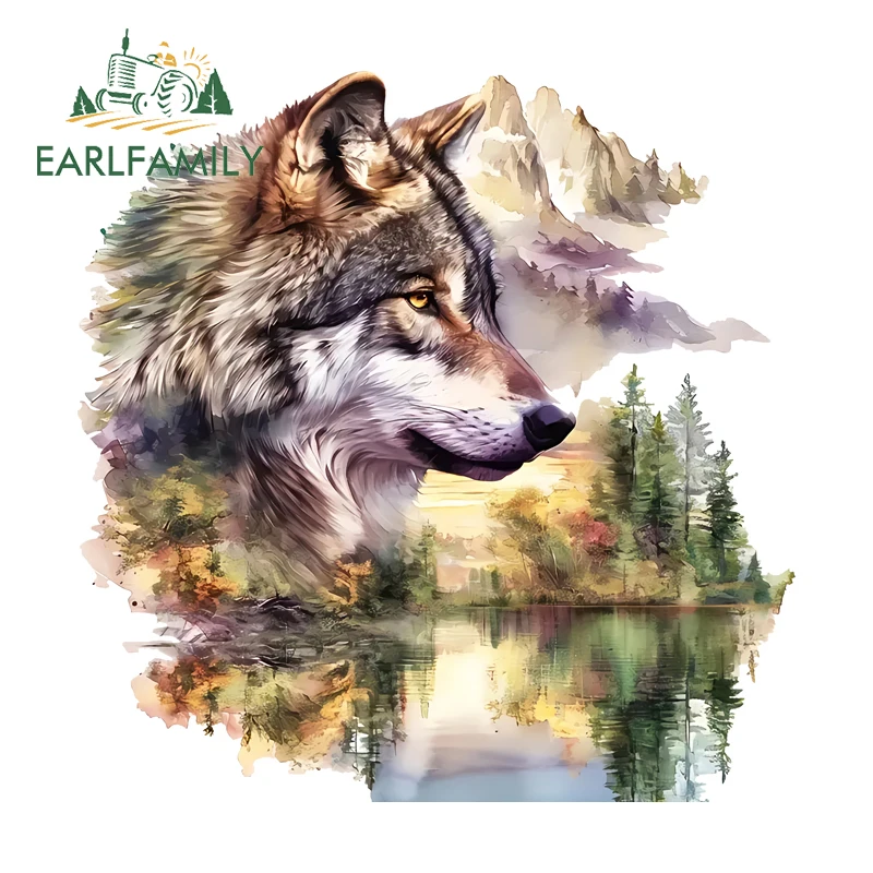 EARLFAMILY Wolf Landscapes Attractive Car Sticker Interesting Animals Design External Accessories Waterproof Vinyl Decal