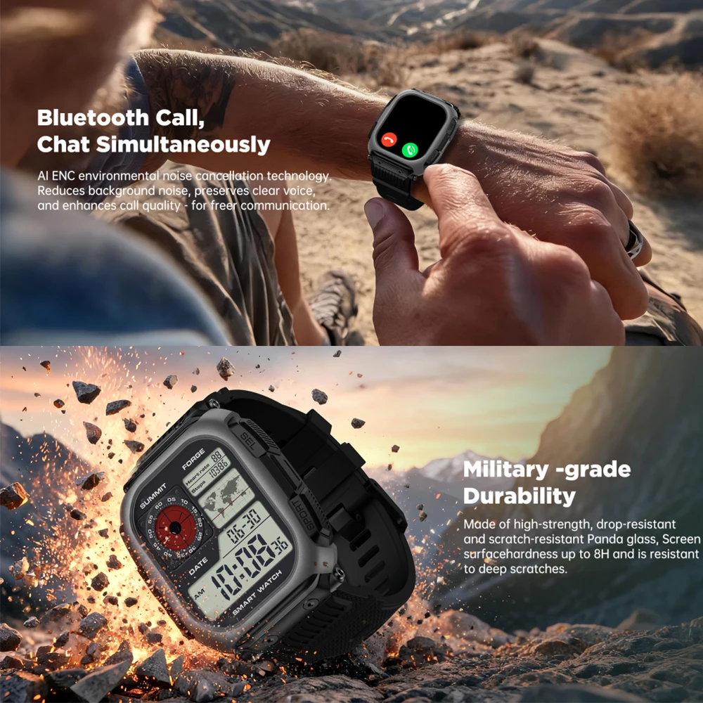 GPS Outdoor Sports Smart Watches 5ATM Waterproof Compass Offline Maps Download Blue Tooth Call Health AMOLED Screen Smartwatch