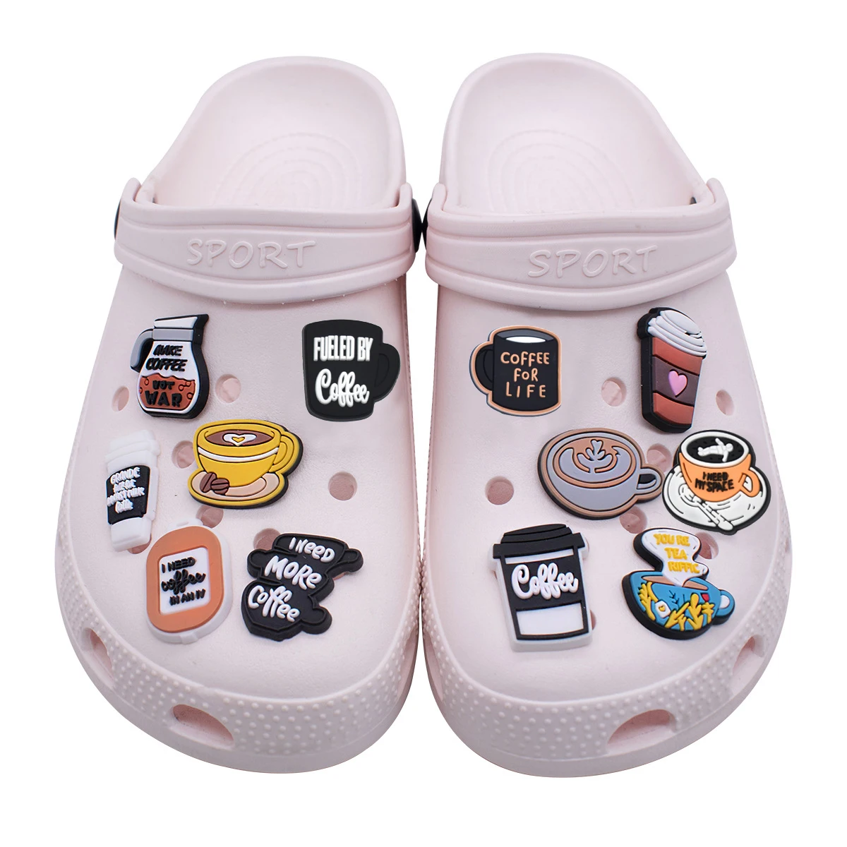 Jimat Sepatu Cangkir Kopi untuk Aksesori Crocs Jimat Bakiak Gelembung Slide DIY Dekorasi Sepatu Gesper Hadiah Pesta Teman