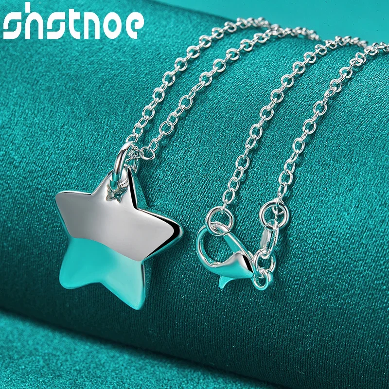 

SHSTONE 925 Sterling Silver Necklace Five-pointed Star Pendant 16-30 Inch Chain Necklaces Women's Fashion Wedding Party Jewelry