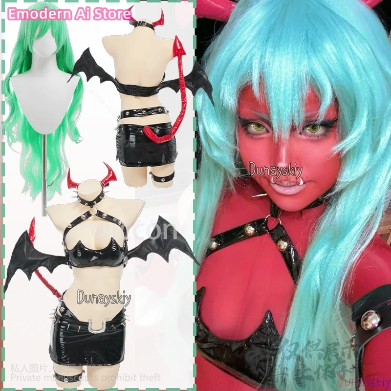 

Scanty Cosplay PANTY & STOCKING With GARTERBELT Anime Costume Nightclub Queen Patent Leather Demon Sexy PU Tight Suit Halloween