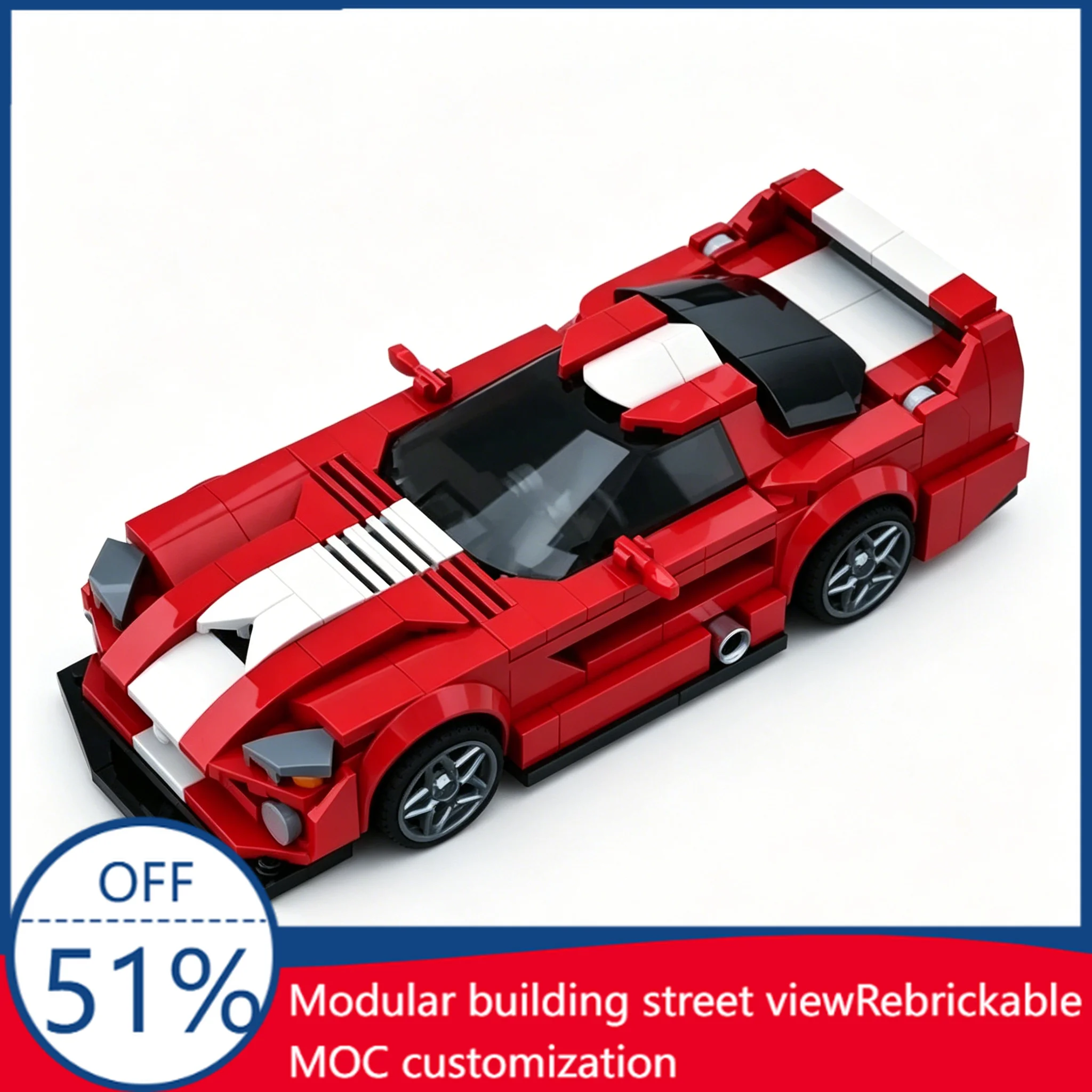 

380PCS MOC Dodge Viper GTS-R Concept Red Sports Car Model Custom Building Blocks DIY Educational Assembly Kid Toy Christmas Gift
