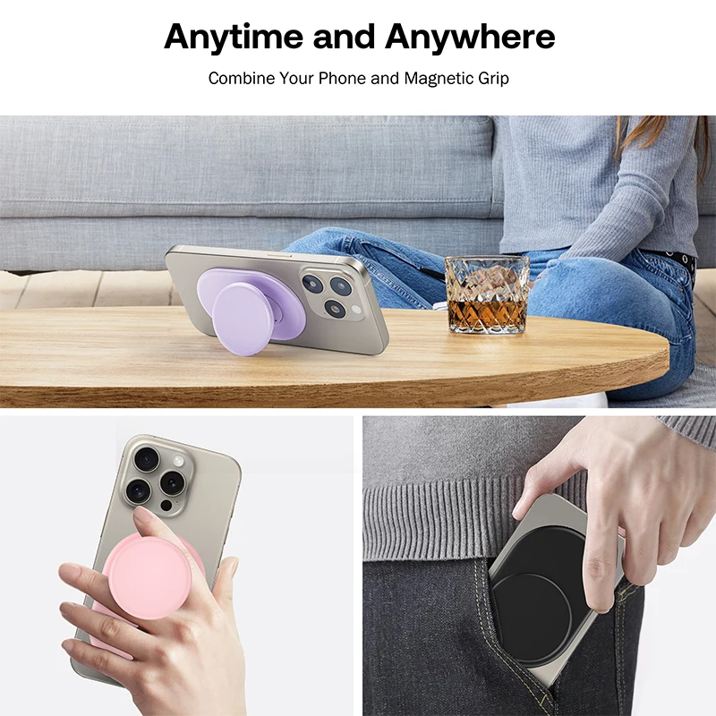 Magnetische Telefoon Grip Stand Houder Krachtige Magneet Voor Iphone 15 14 13 12 Series P-Socket Pop Griptok Opvouwbare Ovale Magnetische Standaard