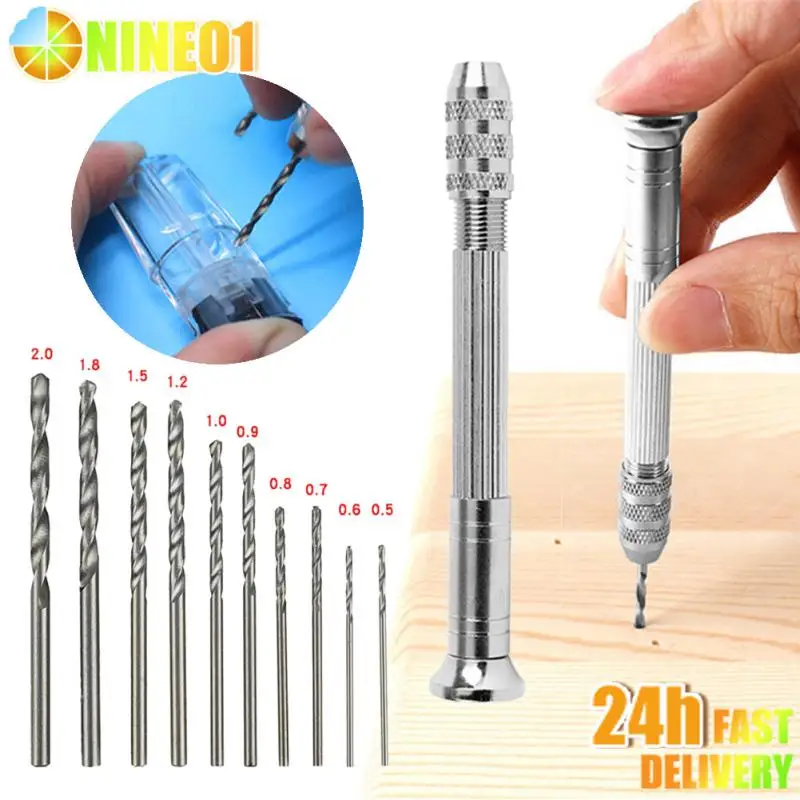 Jewelry Craft Hand Pin Hole Drill Jewelers Burs Drilling Reamer Chuck Clamp 0.5-2.0mm Mini Hand Twist Drill Zinc Alloy Screw DIY