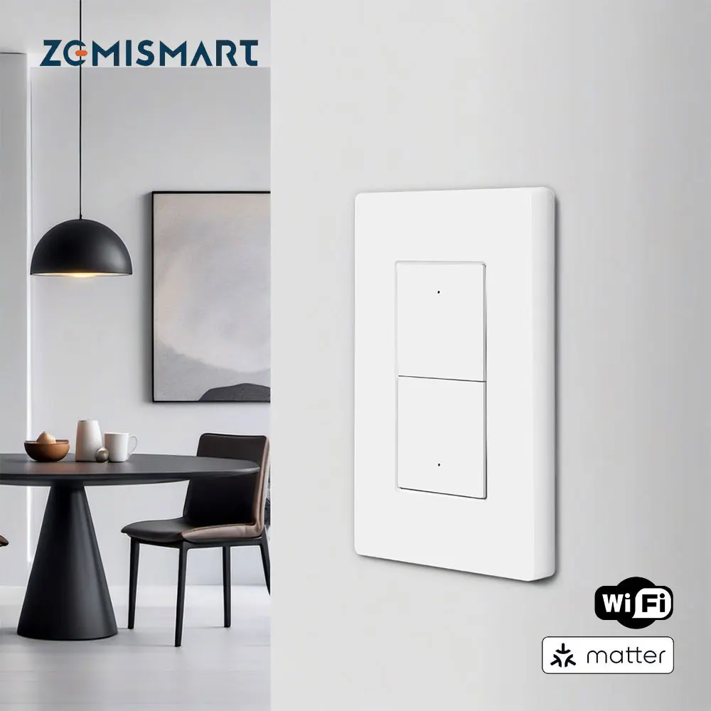 

Zemismart Matter через Wi-Fi 3-позиционный интеллектуальный переключатель США с рамкой, кнопочный настенный выключатель, поддержка Homekit, приложение Google SmartThings