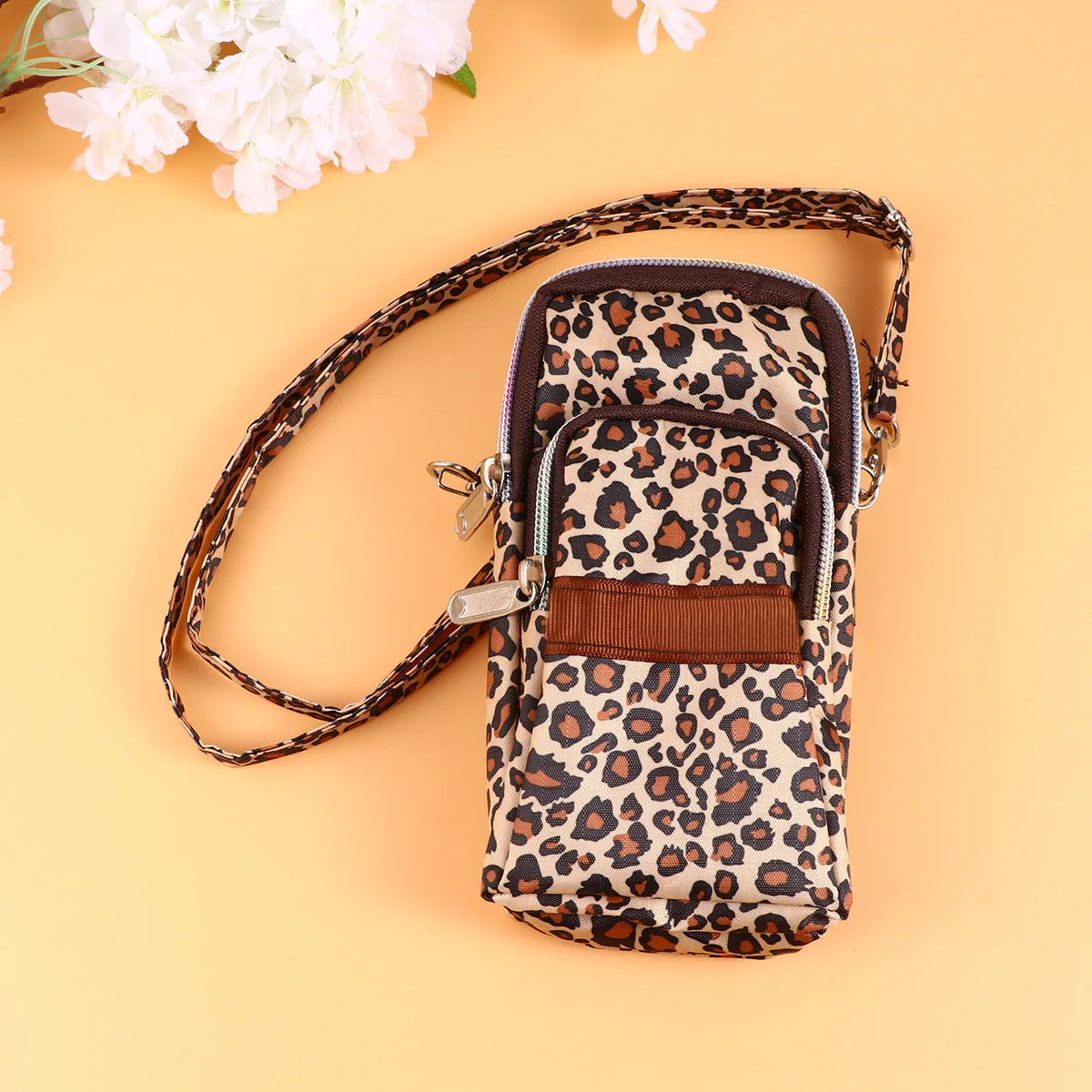 Trendy Leopard Print Lightweight Crossbody Bag Functional Shoulder Pouch for Travel Running Commute Outdoor Women Phone