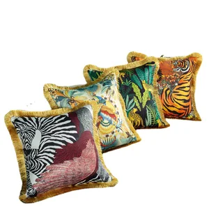Gold Luxury Tassed Pillows Case Case, Transport Horse, Belting Tigers, Decorative Cushions Case, 2 Sides Print, Sofa, Bed, Sofa 10 main sales luxury embroidered pillows - №8