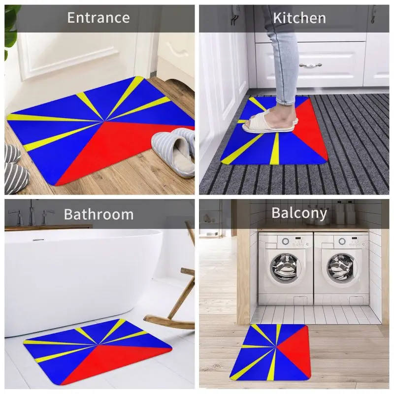 974 Reunion Island Flag Front Door Floor Entrance Mat Outdoor Reunionese Proud Kitchen Bathroom Doormat Garage Carpet Rug