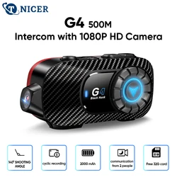 TNICER G4 Motorcycle Intercom Helmet Bluetooth Headset 1080P Wifi Video Recorder Camera, BT 5.2, Music Share,FM Radio