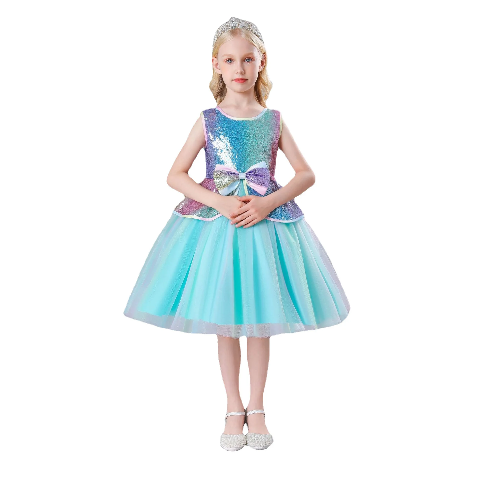 

Annabelle Flower Girl Dress for Kids Round Neck Knee Length Bow Bridesmaid Baby Christmas Dresses Weddings Kids Birthday Party