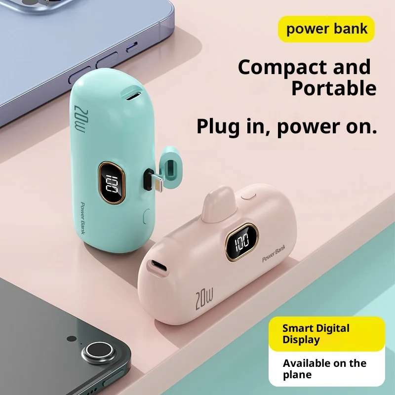 

Mini Portable Compact Capsule Power Bank Tail Plug Outdoor Mobile Phone Emergency Power Bank mini solar powerbank