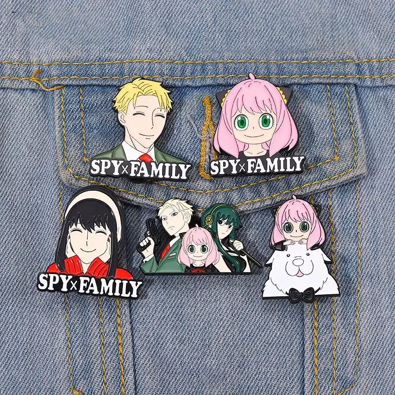 

SPY Family Chibi Enamel Pins Anya Yor Twilight Loid Puppy Custom Brooches Lapel Badges Anime Jewelry Gift for Kids Friends