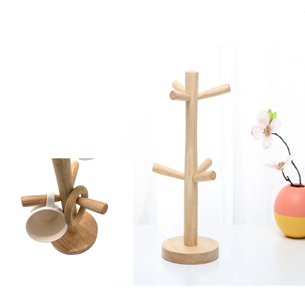 VEHO-6 Hooks Mug Holder Tree,Wooden Cup Holder Mug Tree Holder Rack Tabletop Holder,Tea Coffee Cup Mug Hoooks Mug Cup Tree