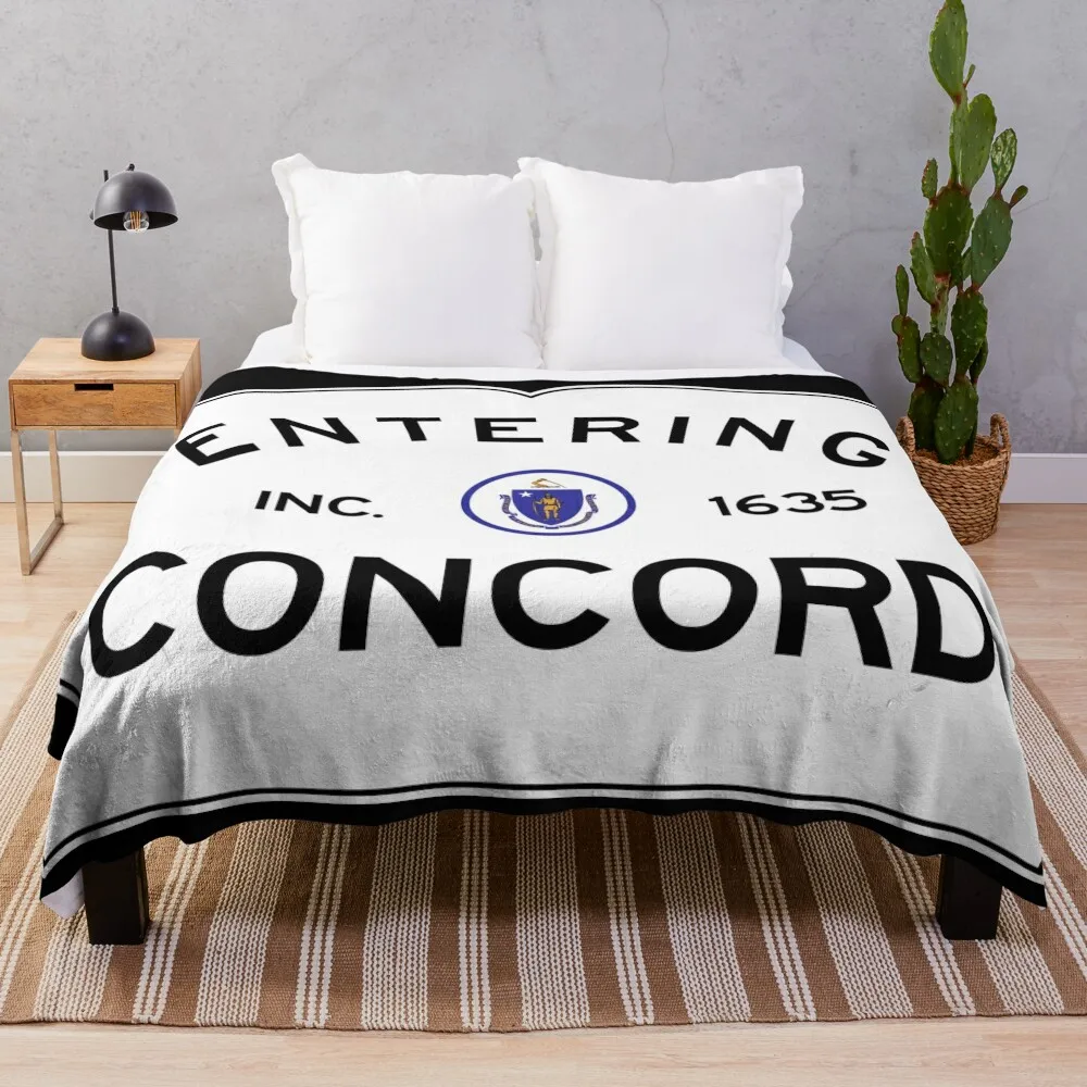 Entering Concord Massachusetts, Commonwealth of Massachusetts Road Sign Throw Blanket Summer Sofas Blankets